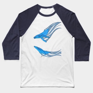 Whales Sliding through Space Baseball T-Shirt